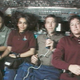 The crew of the Space Shuttle Columbia speak during an interview from space. All seven astronauts aboard the ship were killed when Columbia broke up during re-entry on February 1, 2003. From left to right are payload specialist Ilan Ramon, mission specialist Kalpana Chawla, commander Rick Husband, and mission specialist Laurel Clark.